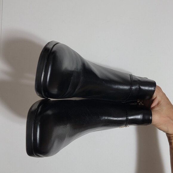 NEW Tory Burch Womens Everly Flat Ankle Boots Black Leather 10.5 Luxury Designer - Picture 3 of 10